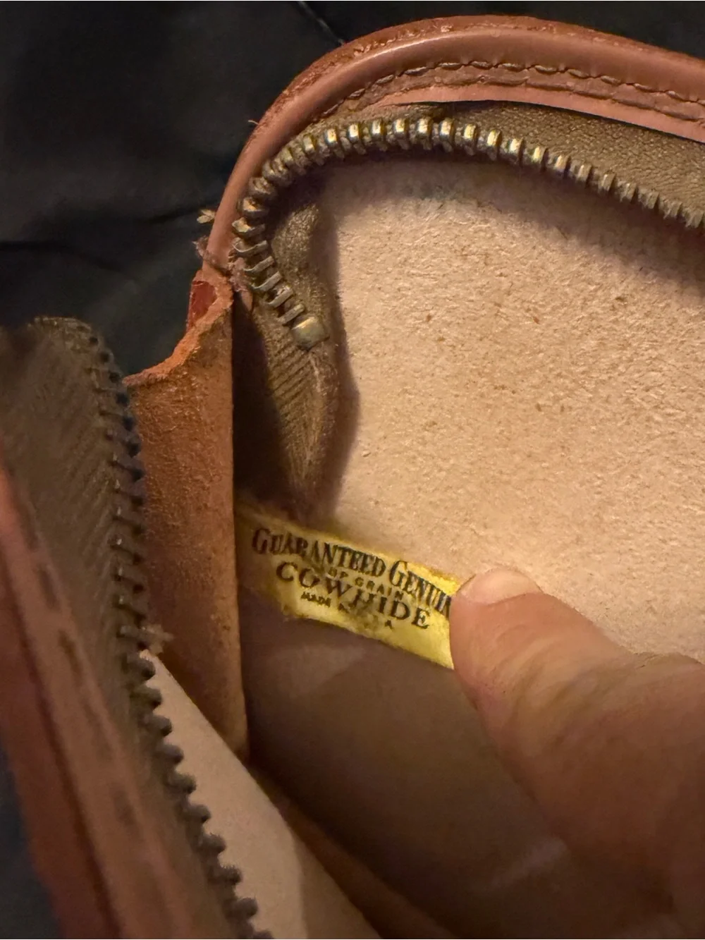 Leather Zip Wallet Clutch - Brown